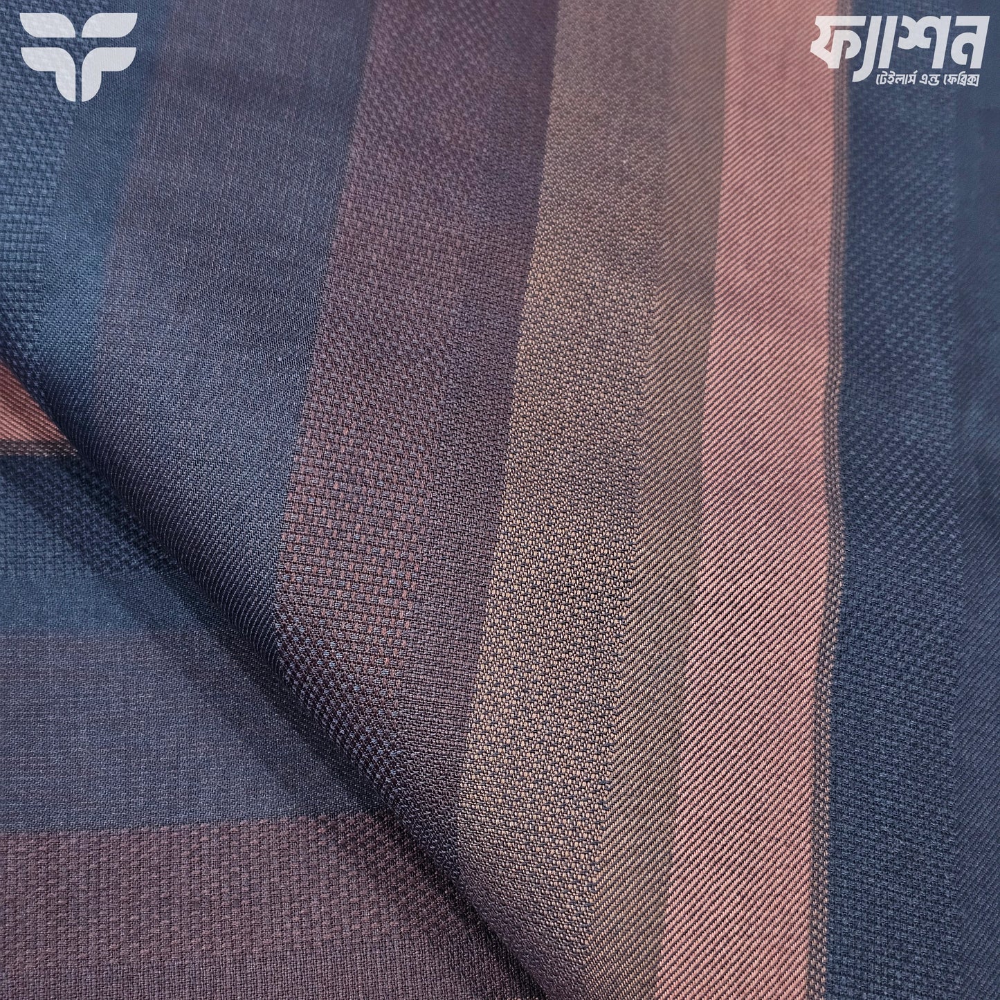 Premium J.Hampstead Giza Cotton – Midnight & Copper Multi-Stripe