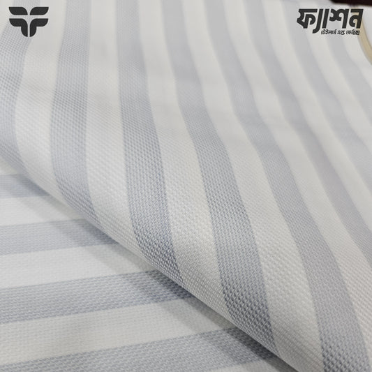 Baruche Superfine Giza Cotton – Summer Grey Textured Stripe