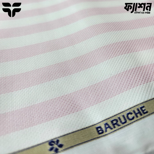 Premium Baruche Giza Cotton – Classic Pink & White Stripe