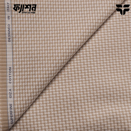 Tessitura Monti Superfine Giza Cotton Shirting Fabric – Tan Geometric