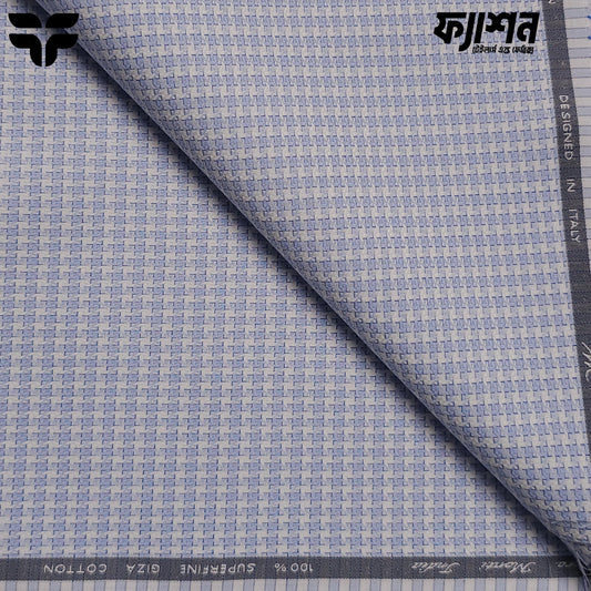 Tessitura Monti — Blue Micro-Houndstooth Shirt Fabric